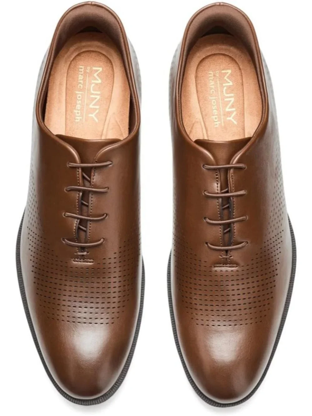 Marc Joseph Men's Brown Faux Leather Closed Toe Casual Oxford Block Heel Shoes